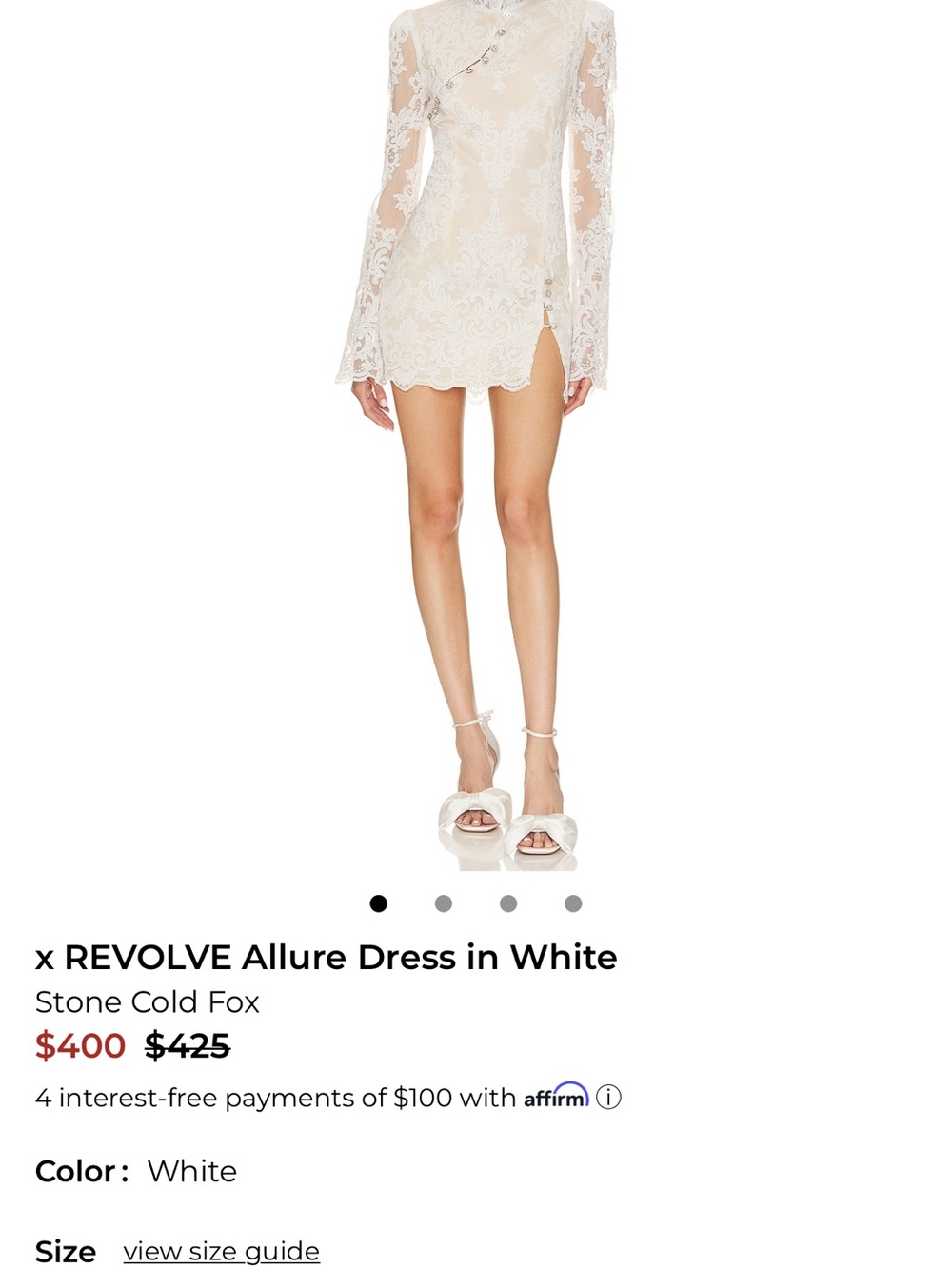 Stone Cold Fox Ivory Lace Mini Dress with Sheer Long Sleeves